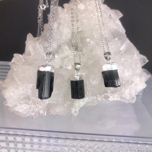 Natural Genuine Black Tourmaline Necklace on 925 silver chain - Picture 7 of 8